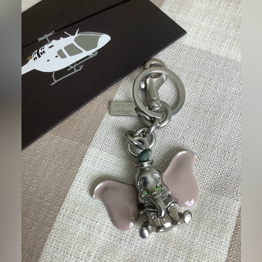 COACH X Disney Dumbo Metal Jeweled Bag Charm Key Chain Ring